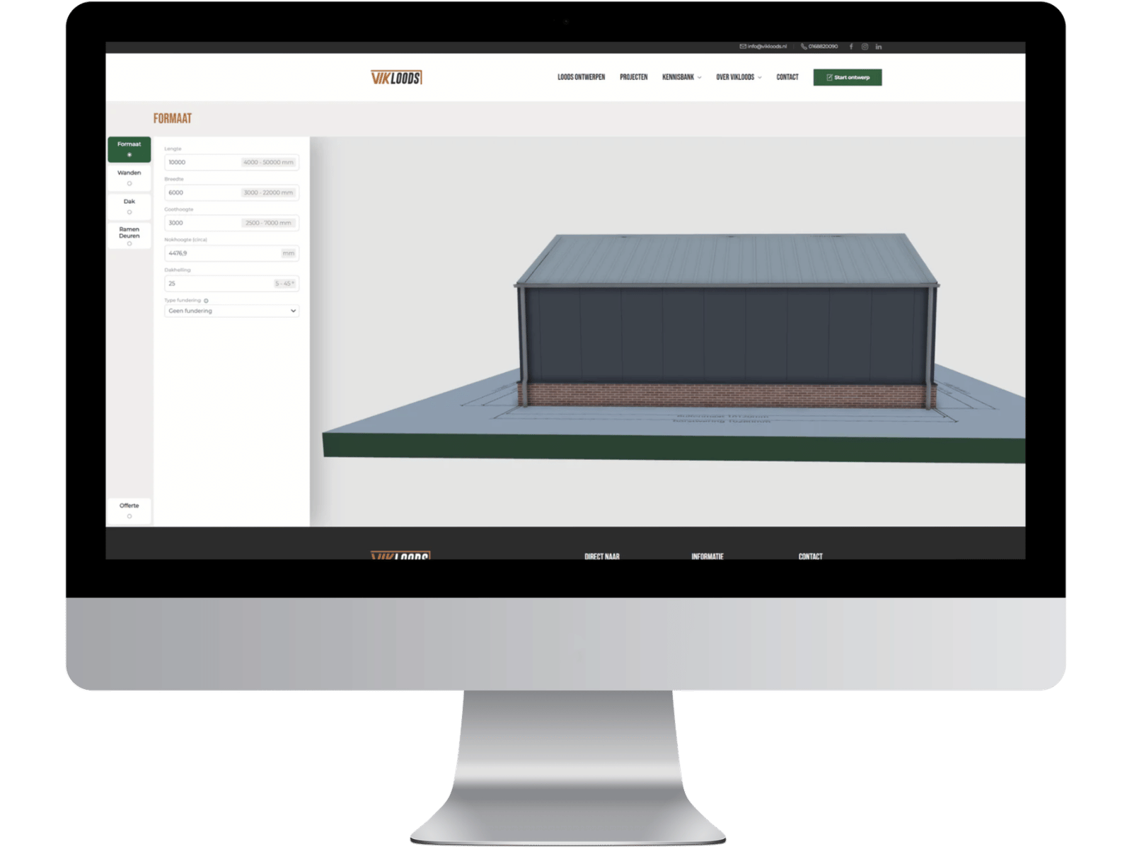 vikloods configurator op scherm